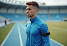 Jeune athlète portant un bracelet connecté de sport