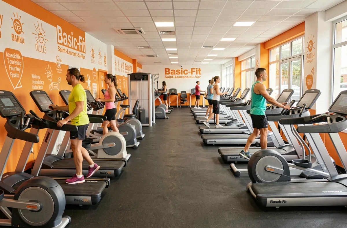 Groupe de personnes utilisant les équipements cardio chez Basic-Fit Saint-Laurent-du-Var Route des Pugets