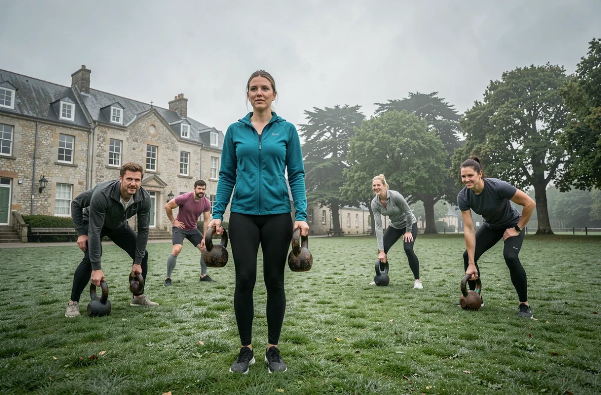 Coach fitness dirigeant un bootcamp en plein air dans un parc de Cherbourg-en-Cotentin