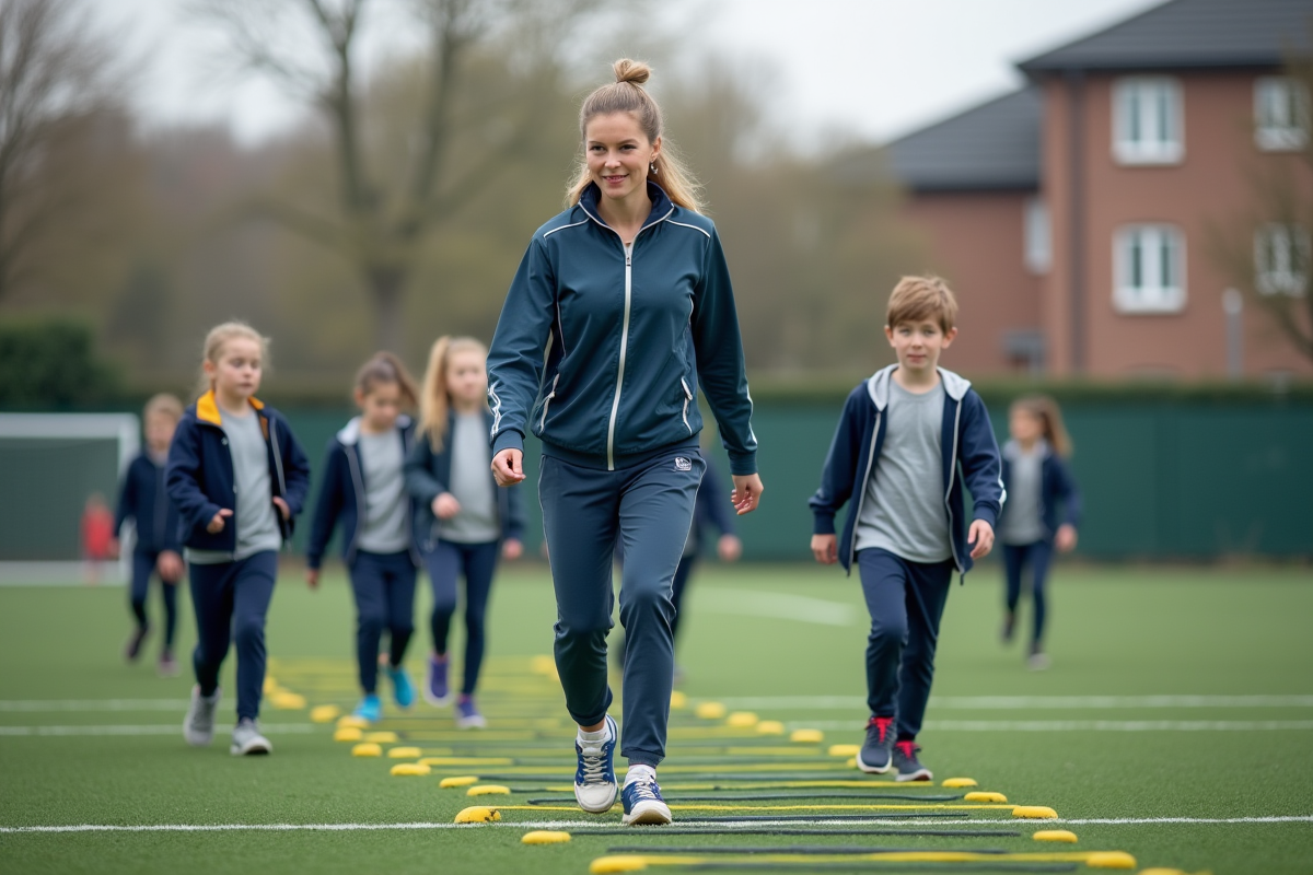 Professeure guidant des enfants lors d