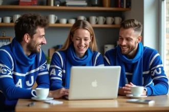 Groupe de fans d'AJ Auxerre réunis dans une cuisine