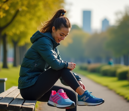 Hoka : quel modèle offre le meilleur confort pour la course ? Femme examinant deux paires de chaussures de course colorées