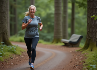 Sport le plus utile : conseils pour choisir l’activité physique idéale ! Femme courant en forêt avec vêtements de sport
