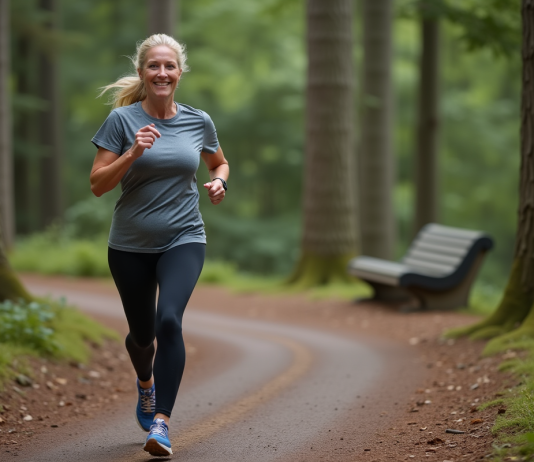 Sport le plus utile : conseils pour choisir l’activité physique idéale ! Femme courant en forêt avec vêtements de sport