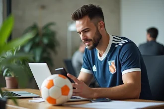 Joueur de handball portugais jonglant entre son travail de bureau et sa passion sportive à Lisbonne