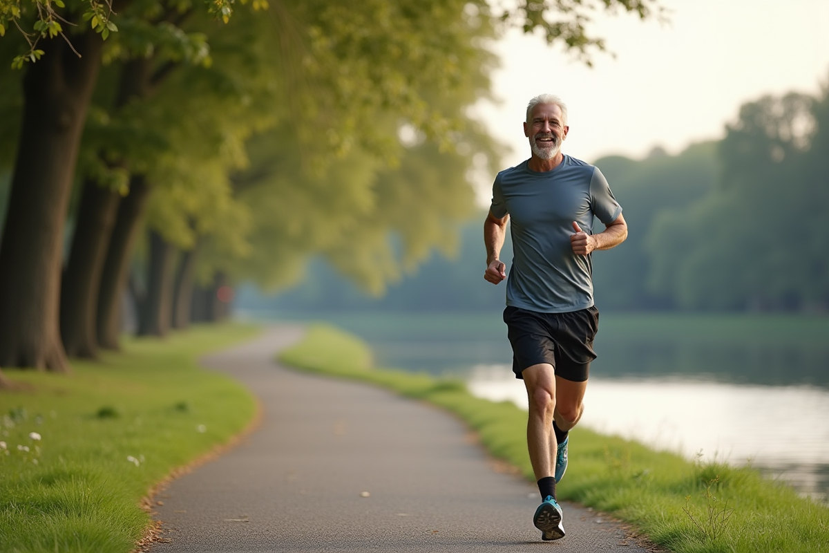 Homme courant le long d