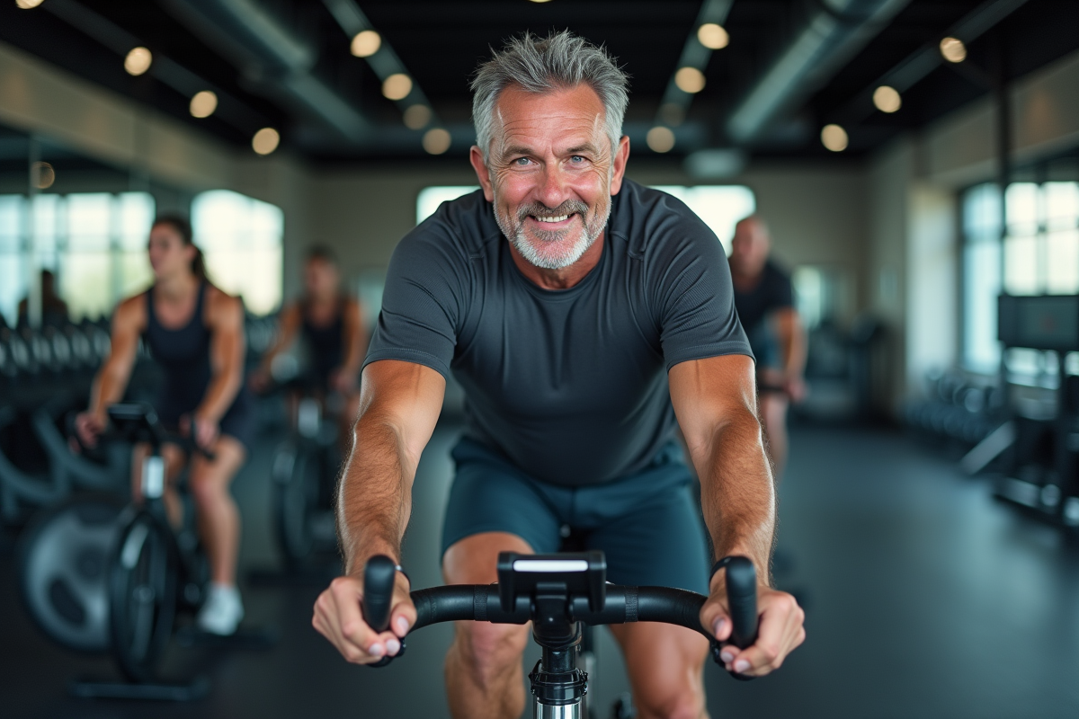 Homme en tenue de sport sur un vélo d