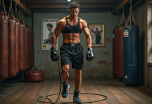 Pourquoi la corde à sauter est indispensable pour les boxeurs Jeune boxeur sautant à la corde dans un gym authentique