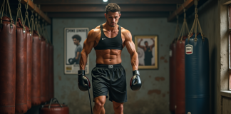 Pourquoi la corde à sauter est indispensable pour les boxeurs Jeune boxeur sautant à la corde dans un gym authentique