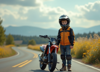 Comparatif des performances de la Piwi 50 : vitesse maximale en tête Jeune garçon en motocross avec Piwi 50 sur route rurale