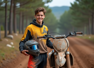 Les meilleurs conseils pour débuter en motocross et motos tout-terrain Jeune homme en motocross avec casque et moto en nature
