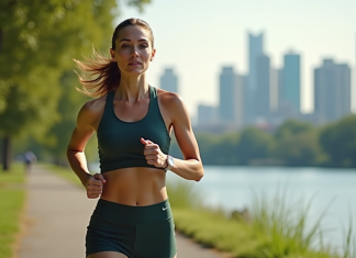 Beau corps : choisir le sport idéal pour sculpter sa silhouette ! Jeune femme sportive courant au bord de la rivière