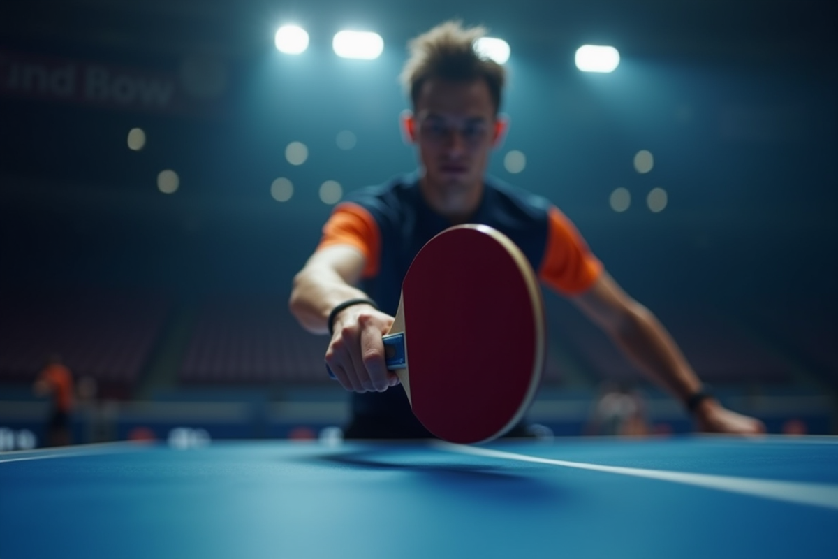 Joueur de tennis de table en action lors d