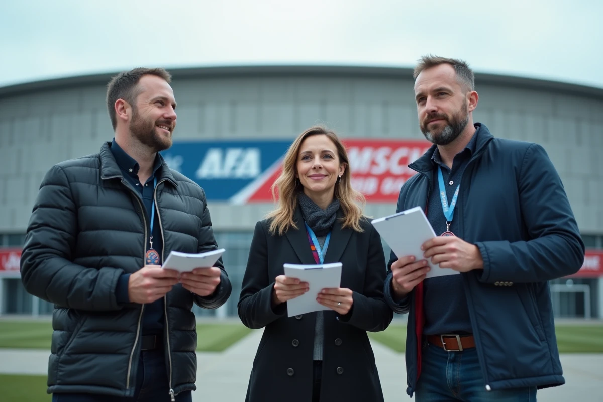 Journalistes de presse devant le stade du FC Barcelone avant un match important