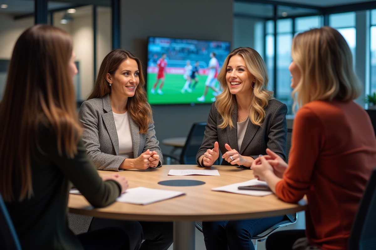 Femmes journalistes sport en discussion informelle