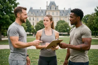 Groupe de coachs sportifs professionnels en plein air à Dijon en Côte-d'Or