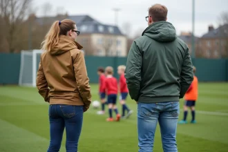 Parents regardant un entraînement de football à Paris
