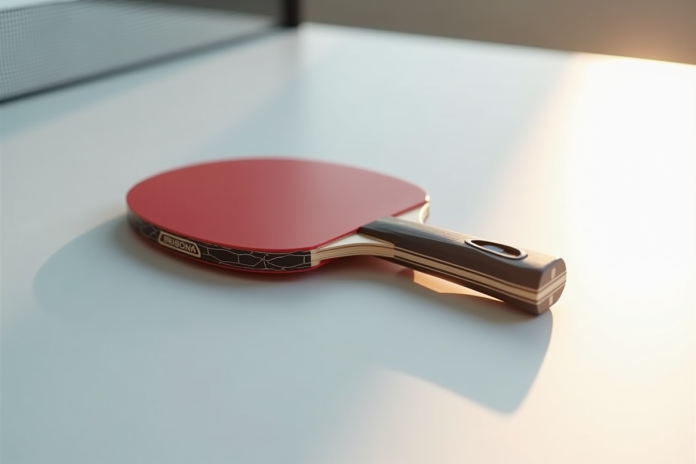 Raquette de tennis de table professionnelle sur fond blanc