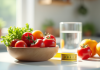 Bol de tomates cerises colorées sur un plan de travail lumineux