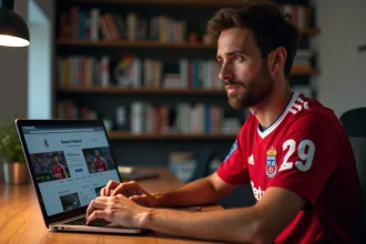 Supporter du Stade Brestois 29 configurant son compte sur le forum du club depuis son bureau à domicile