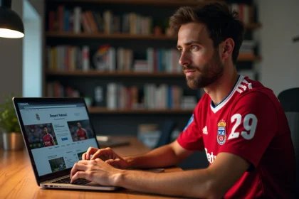 Supporter du Stade Brestois 29 configurant son compte sur le forum du club depuis son bureau à domicile